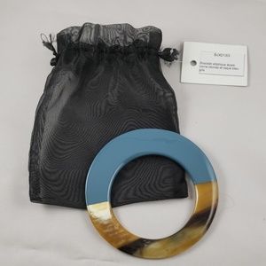 Ellipse Bracelet Blue Lacquer Marble Horn NWT